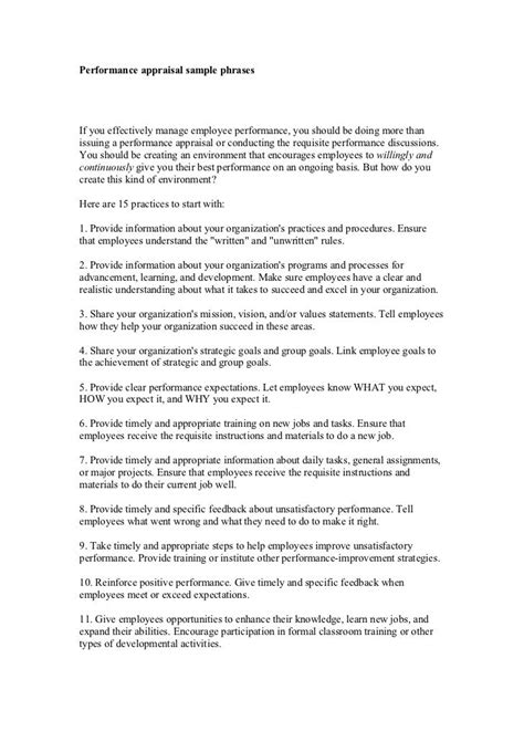 Performance review phrases (1000+ examples) .